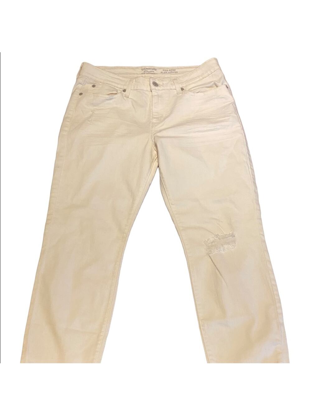 Levi’s Mid Rise Slim Cuffed Slightly Destroyed White Denim Jeans  Womens 12/31